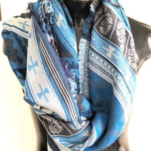 Southwestern Style Blue Women's Scarf Wrap